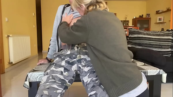 HOT WIFE SUCKS HER NEIGHBOR WHEN HUSBAND IS NOT AT HOME (with LITTLE BLONDE)