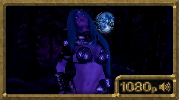 Tyrande, gorgeous night elf dancing in the moonlight